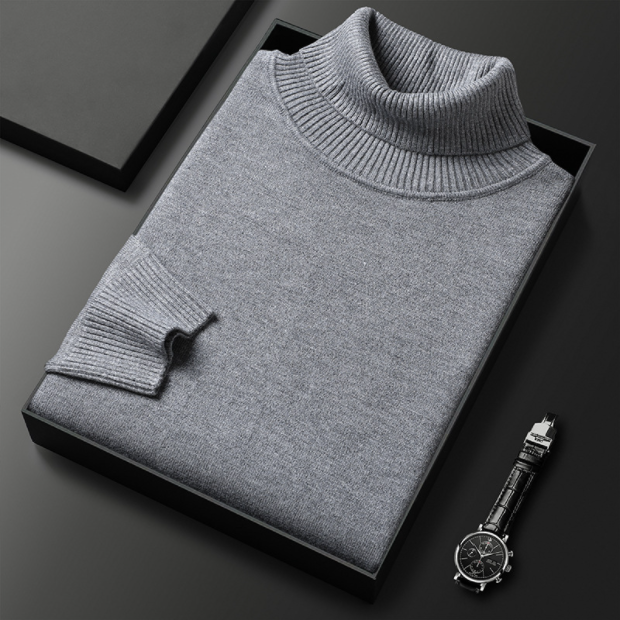 Men's Ribbed Turtleneck Sweater with Long Sleeves 4
