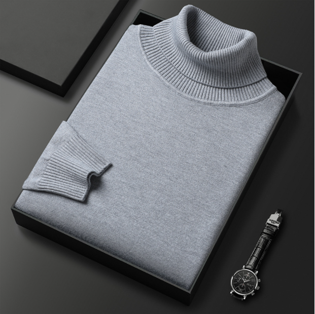 Men's Ribbed Turtleneck Sweater with Long Sleeves 5