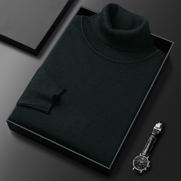 Men's Ribbed Turtleneck Sweater with Long Sleeves 7