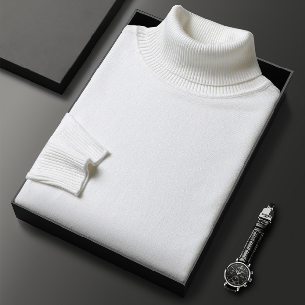 Men's Ribbed Turtleneck Sweater with Long Sleeves 8