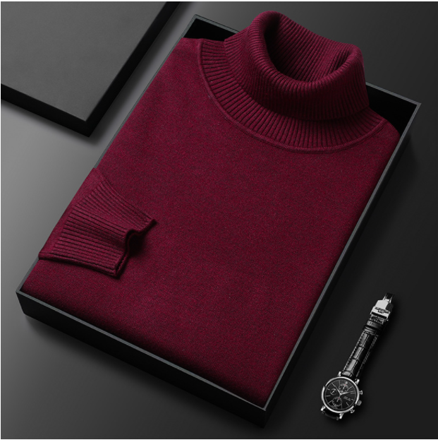 Men's Ribbed Turtleneck Sweater with Long Sleeves 9