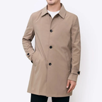 Men's Button-Front Trench Coat with Notch Collar 2