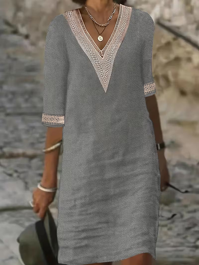 Imelda | Stylish V-Neck Mid Sleeve Dress 3