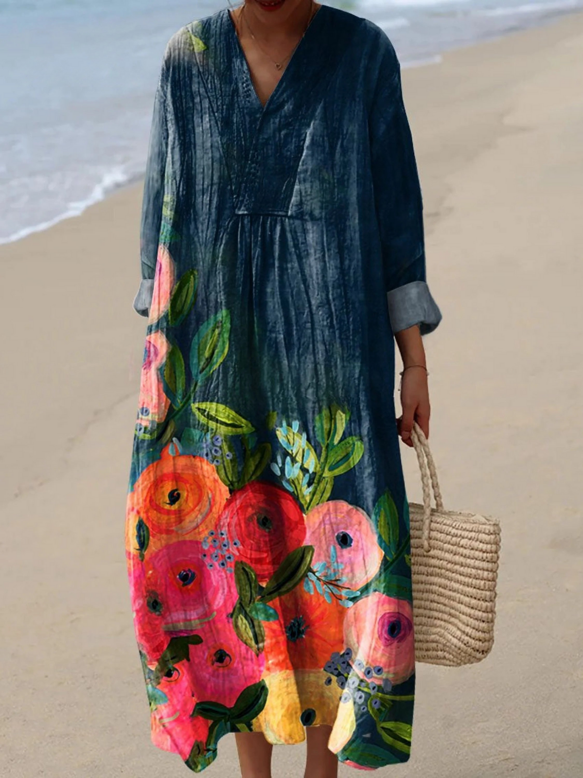 Evangeline | Stylish Flower Art Print Dress 1