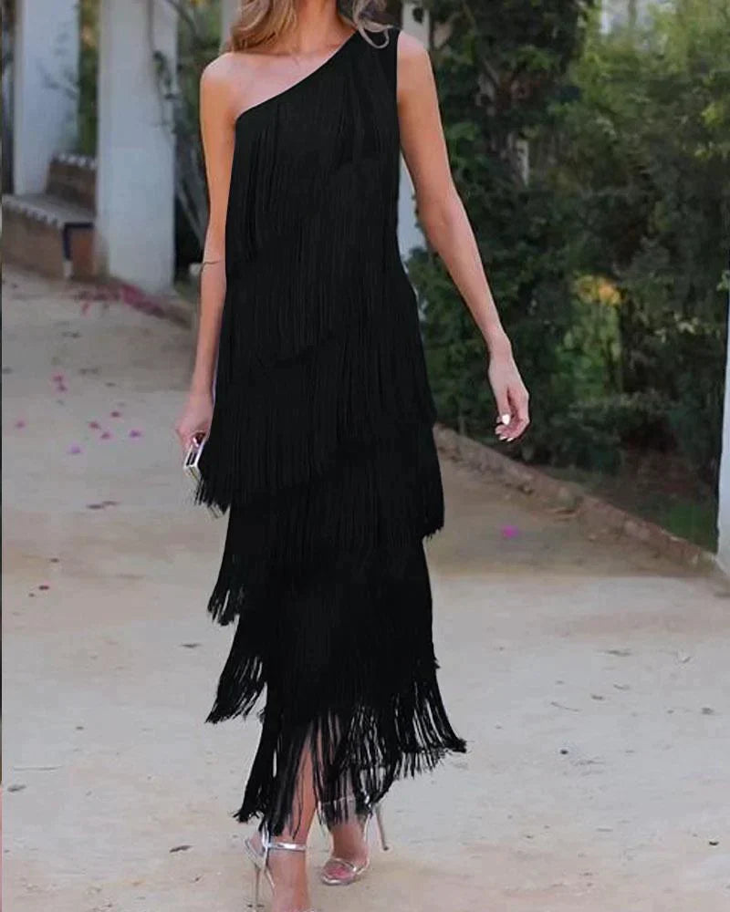 Francesca | Stylish Dropped Shoulders Long Dress 6