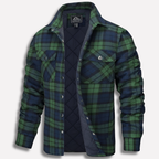 Men's Quilted Flannel Shirt Jacket Button-Down Plaid 6