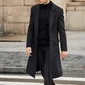 Men's Notched Lapel Overcoat Long Single-Breasted 1