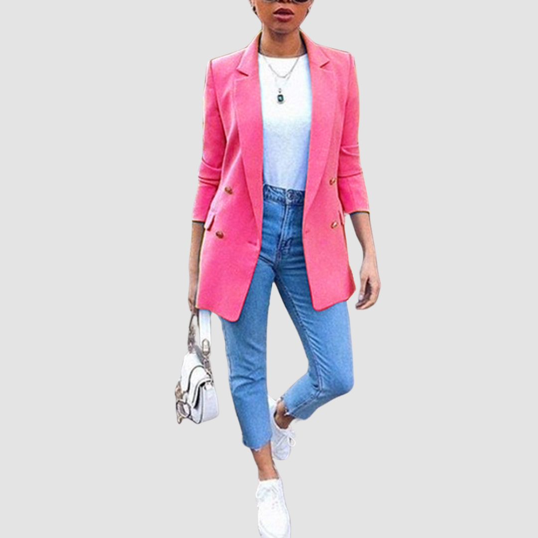 Women's Double-Breasted Blazer with Notch Lapel 3