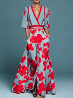 Elissa | Elegant Floral V-neck Dress 1