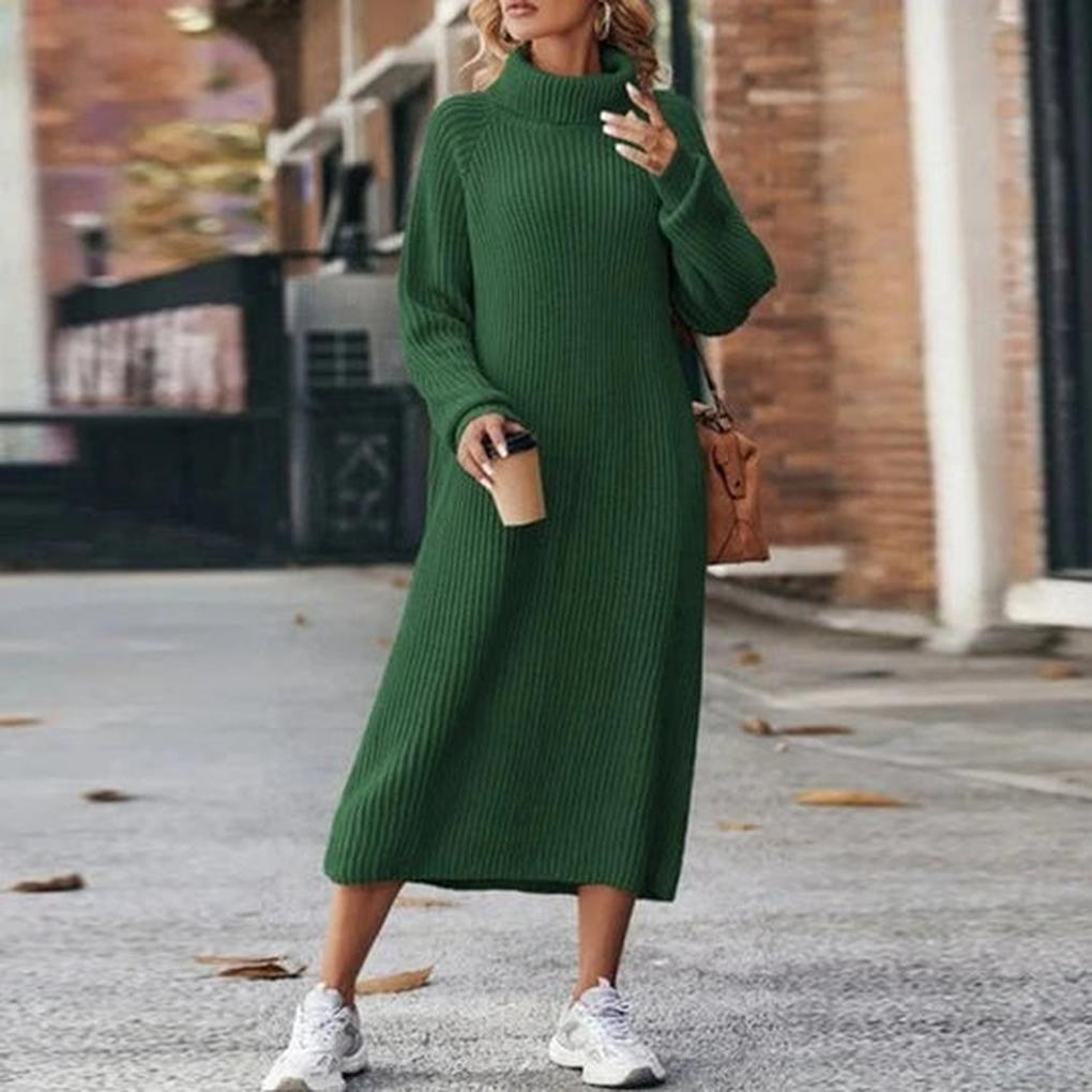 Women's Ribbed Turtleneck Midi Sweater Dress 5