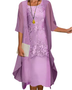 Caroline | Stylish Flowing Sheer Sleeve Midi Dress 3