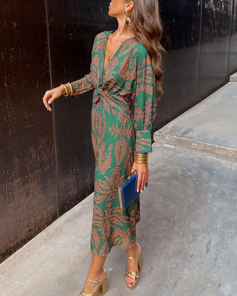 Jasmine | Elegant Long Sleeve A-Line Maxi Dress 2