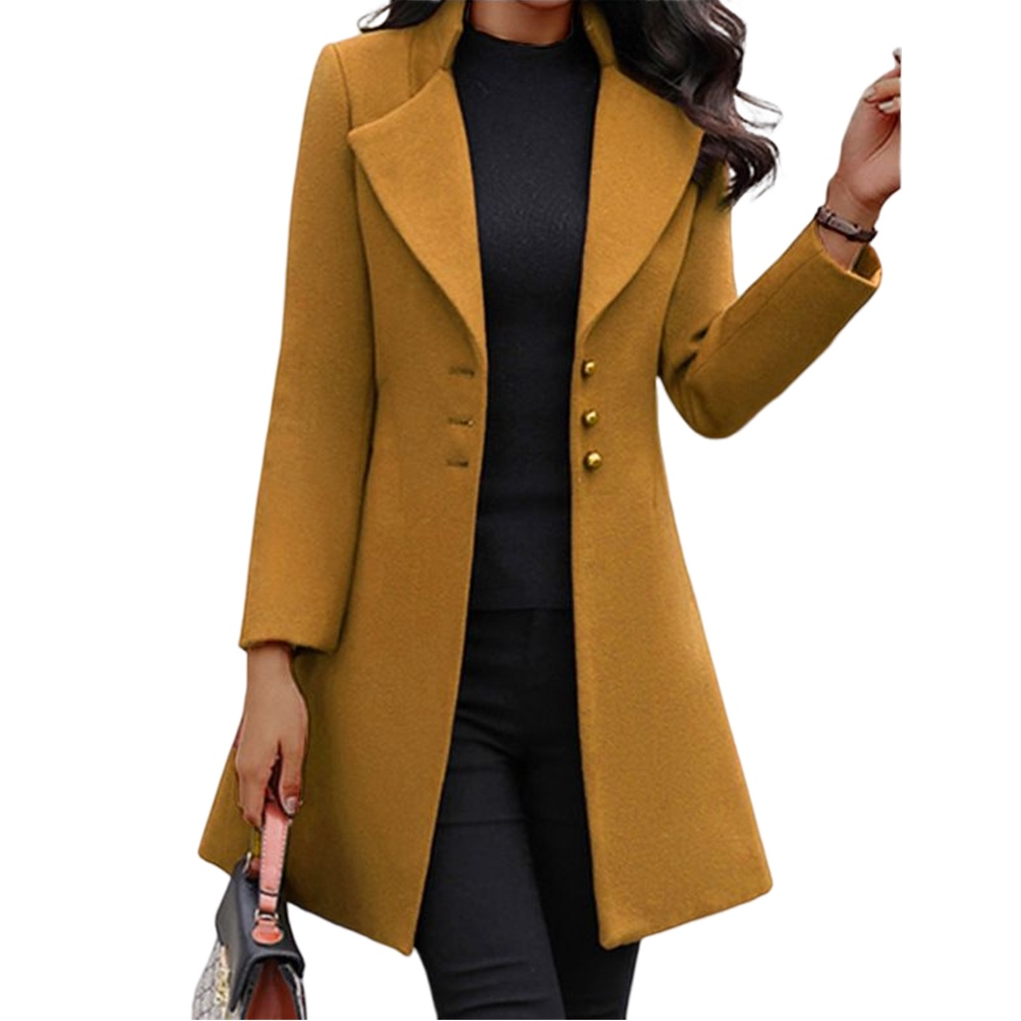 Women's Notched Collar Trench Coat with Button Front 3