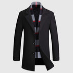 Men's Shawl Collar Coat with Quilted Lining Plaid Detail 1