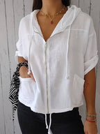 Alice | Classic Short Sleeve Hooded Shirt 1