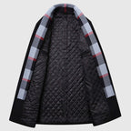 Men's Shawl Collar Coat with Quilted Lining Plaid Detail 4