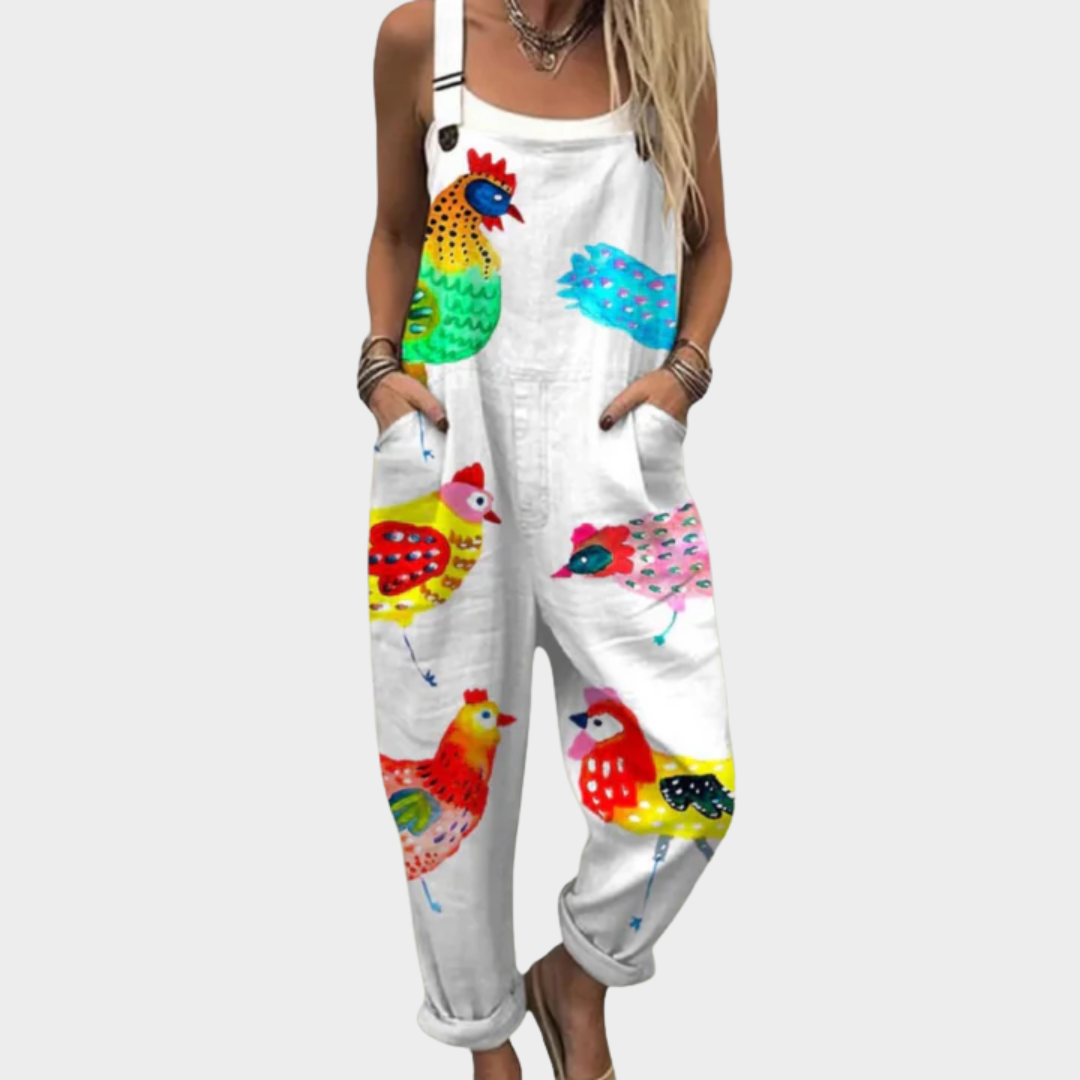 Beverly | Multicolor Chicken Art Jumpsuit 1