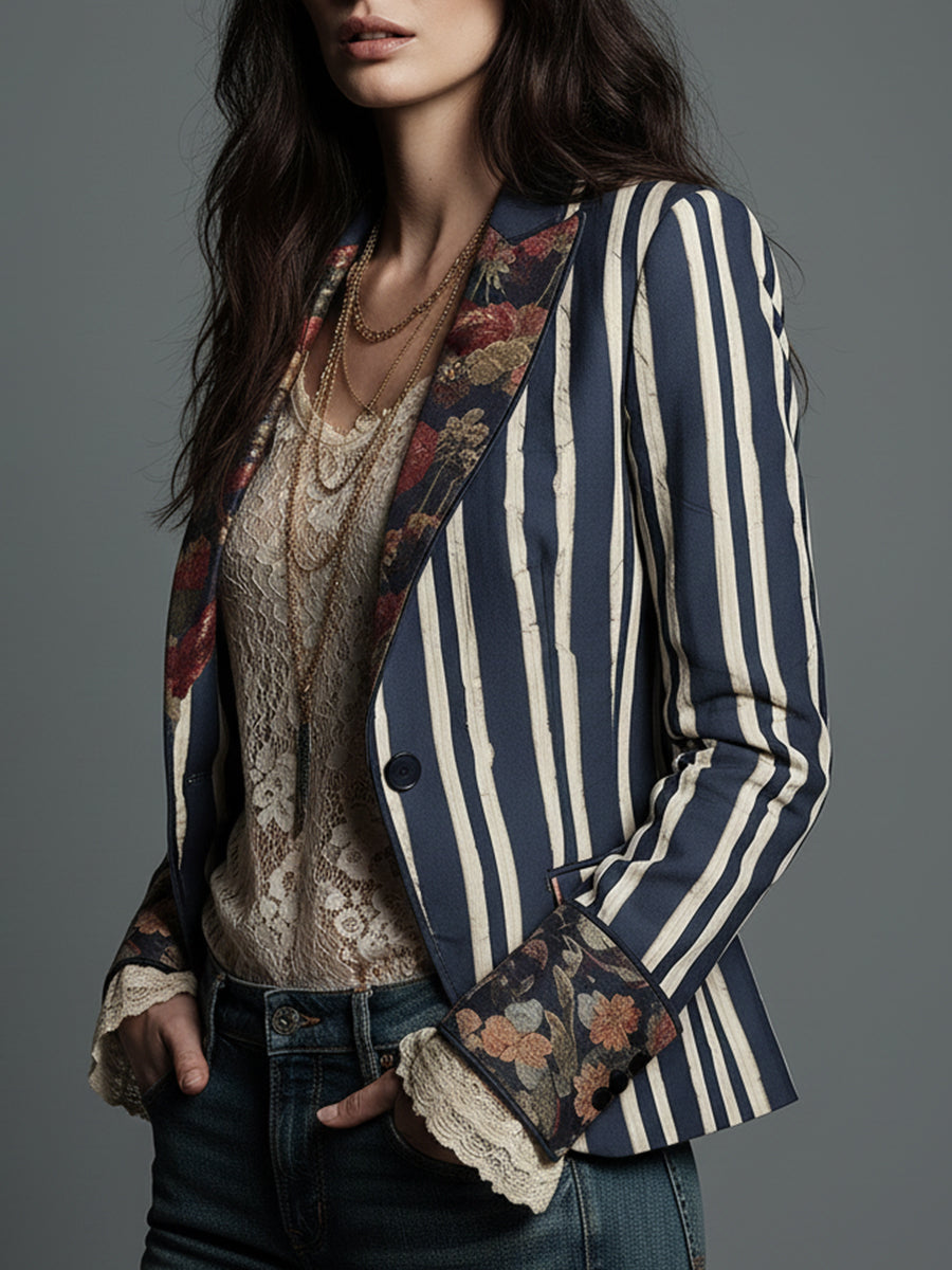 Nina | Classic Retro Bohemian Striped Blazer 2