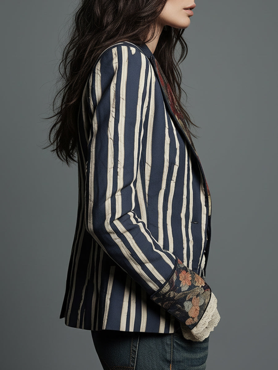 Nina | Classic Retro Bohemian Striped Blazer 3