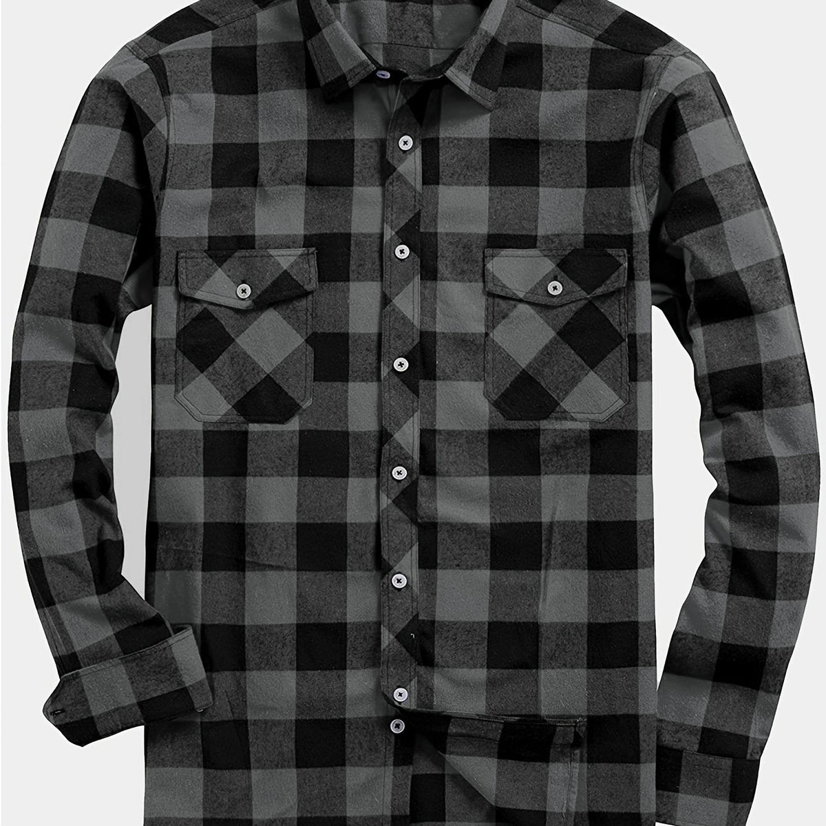 Men's Buffalo Plaid Flannel Shirt Button-Front 8