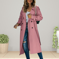 Women's Double-Breasted Trench Coat with Turn-Down Collar 1