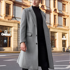 Men's Notched Lapel Overcoat Long Single-Breasted 2