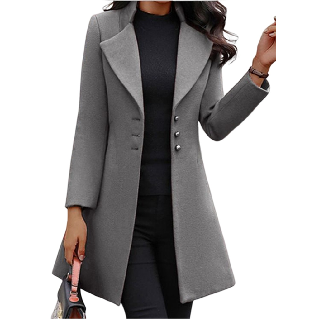 Women's Notched Collar Trench Coat with Button Front 2