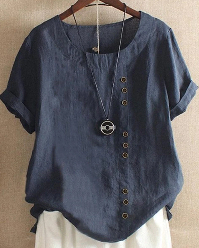Adeline | Short Sleeve Round Neck Blouse 3