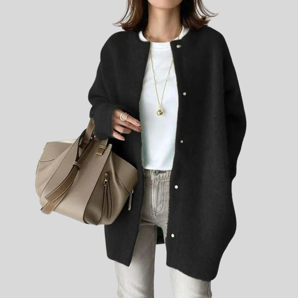 Women's Button-Front Cardigan with Ribbed Cuffs 3