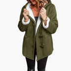 Women's Hooded Toggle Coat with Sherpa Lining 3