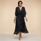 Verenia | Elegant V-Neck Flowy Sleeve Dress 2