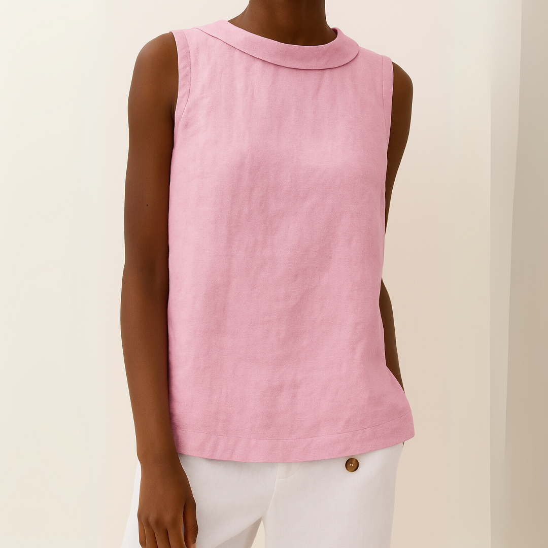 Honora | Casual Sleeveless Roll Collar Top 7