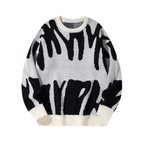 Men's Abstract Colorblock Crew Neck Sweater Loose Fit 1