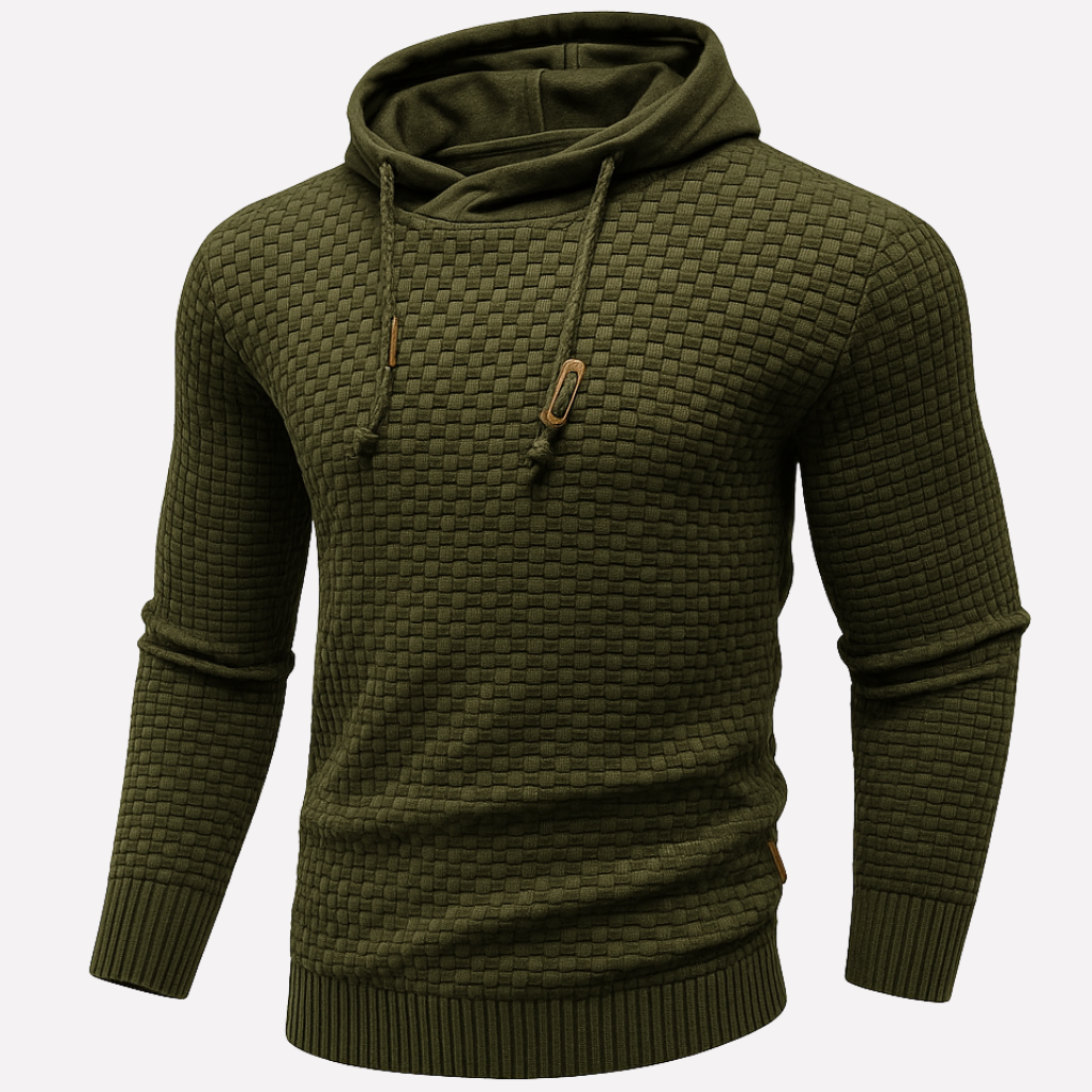 Men's Textured Pullover Hoodie with Drawstring Hood 5