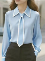 Julie | Contrast Tie-Neck Blouse 4