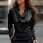 Merlinda | Elegant Draped Neckline Satin Blouse 4