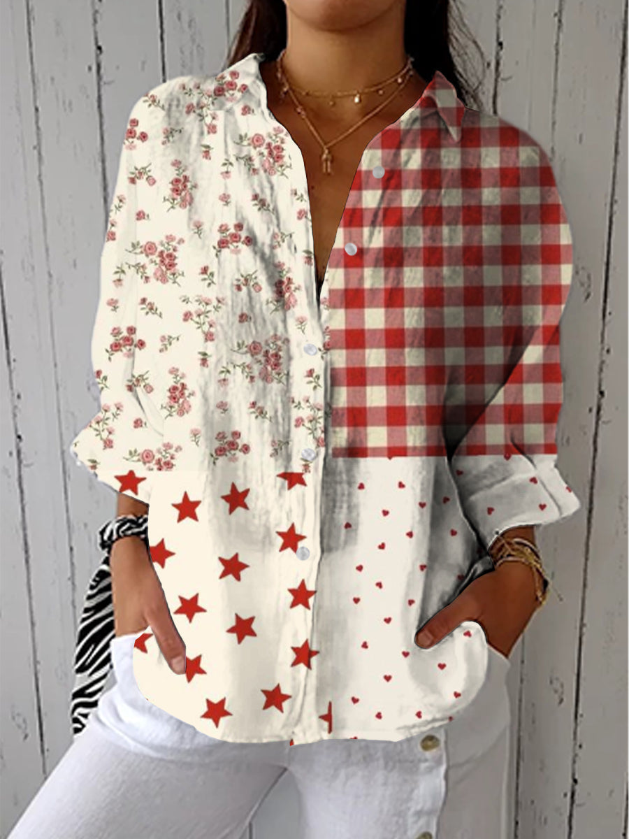 Clementina | Elegant Multicolor Patchwork Blouse 1