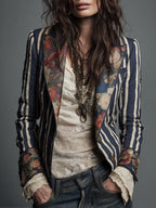 Nina | Classic Retro Bohemian Striped Blazer 1