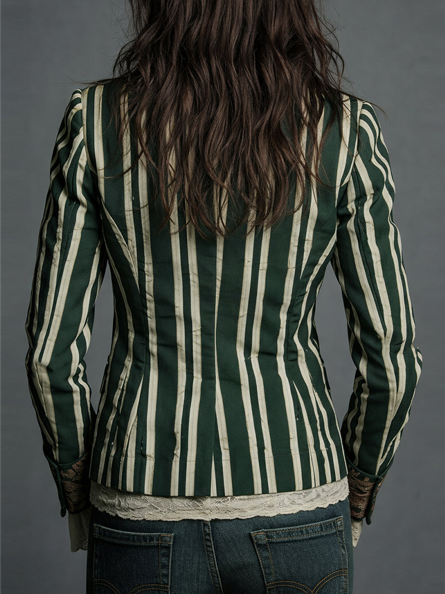 Nina | Classic Retro Bohemian Striped Blazer 8