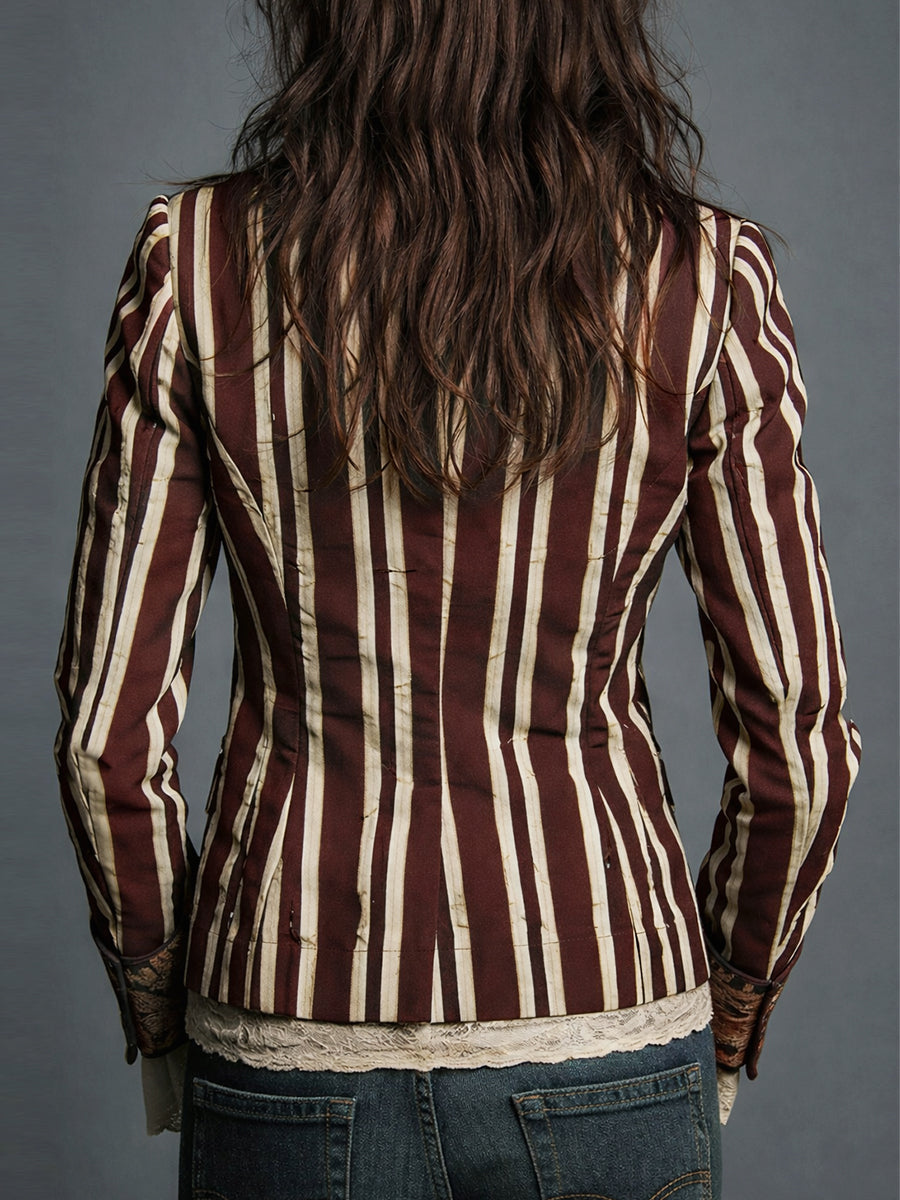 Nina | Classic Retro Bohemian Striped Blazer 6