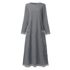 Women's Long Sleeve Maxi Dress with Side Pockets 1