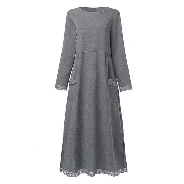 Women's Long Sleeve Maxi Dress with Side Pockets 1