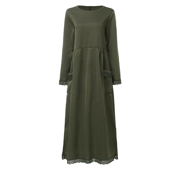 Women's Long Sleeve Maxi Dress with Side Pockets 4
