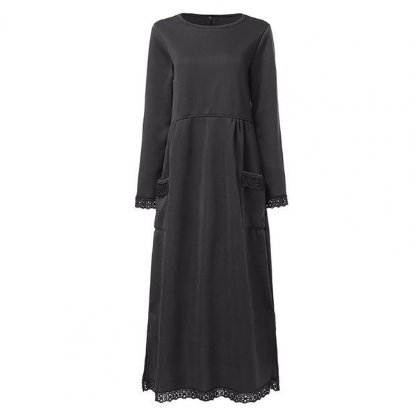 Women's Long Sleeve Maxi Dress with Side Pockets 2