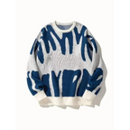 Men's Abstract Colorblock Crew Neck Sweater Loose Fit 3