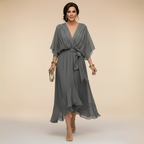 Verenia | Elegant V-Neck Flowy Sleeve Dress 6