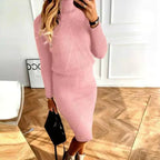 Women's Turtleneck Knit Dress Long Sleeve Midi Length 3
