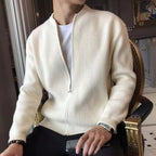 Men's Ribbed Zip-Front Cardigan with Loose Fit 4