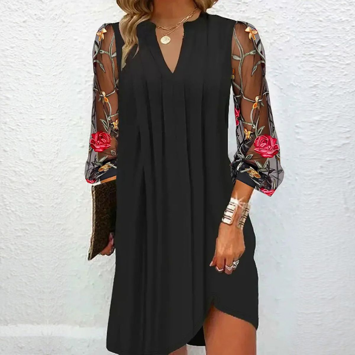 Camille | Elegant Floral Sleeve Dress 1