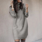Women's Turtleneck Knit Sweater Dress with Long Sleeves 6